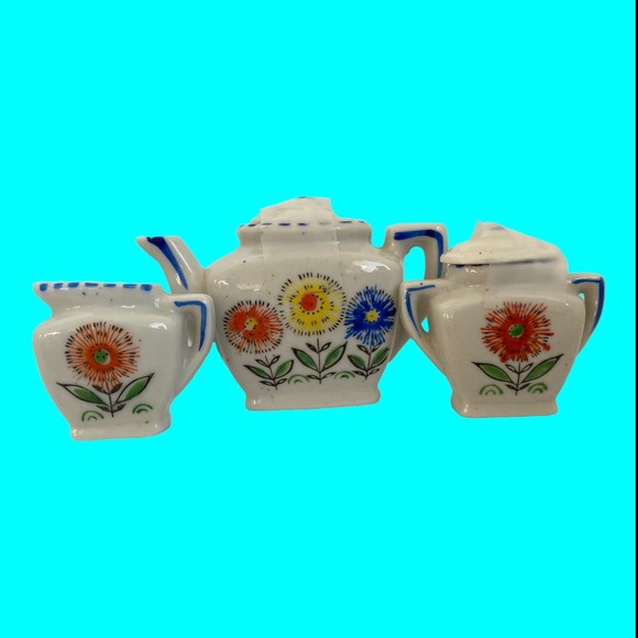 Vtg Doll Dishes, Doll Tea Set, Toy Tea Set, Tiny Dishes, Miniature Teaset 13 pcs - Picture 2 of 10